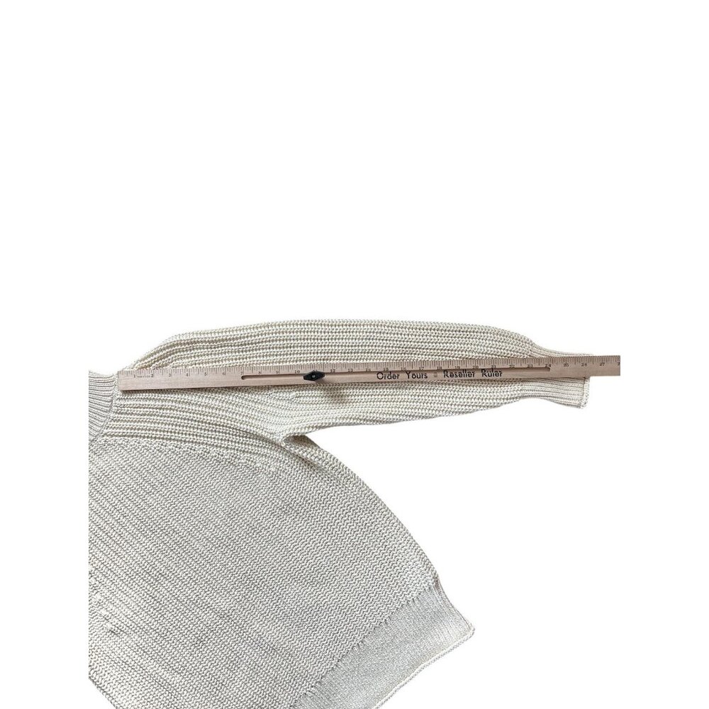 J Crew Sweater Womens Small Off White Mock Neck Pullover Chunky Cotton Knit - Picture 4 of 9